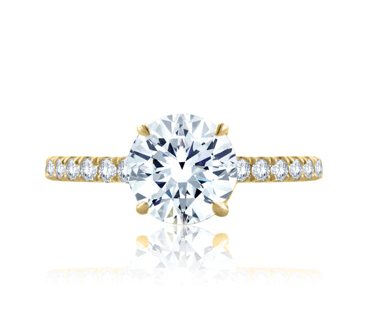 A Jaffe 3.45ct Lab Grown Round Diamond Engagement Ring with Thin Diamond Band