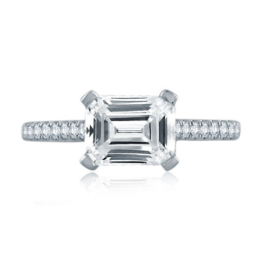 Emerald Cut East/West Diamond Engagement Ring