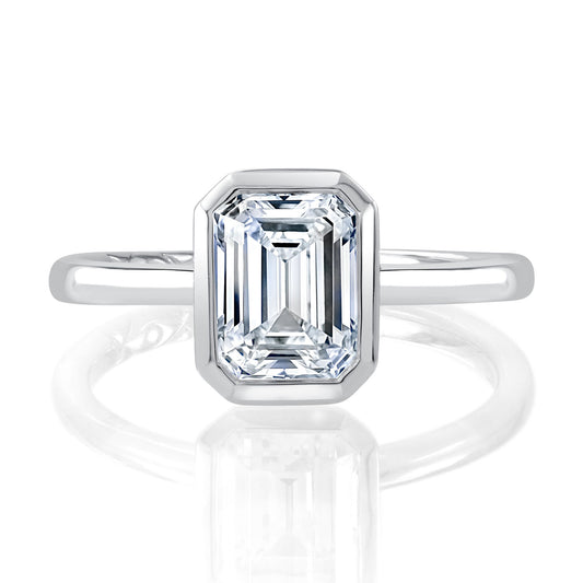 Modern Emerald Cut Bezel Setting - Gold Options
