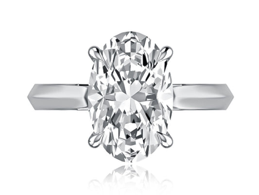 Knife Edge Solitaire with Diamond Gallery - Platinum