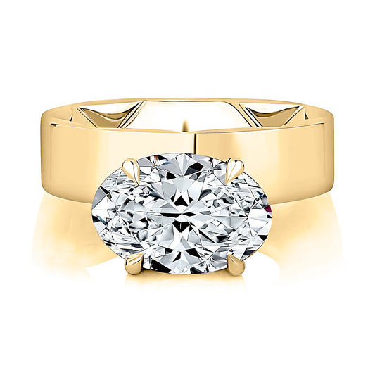 A. Jaffe Plain Cigar Band Diamond Engagement Ring – East/West Oval Cut