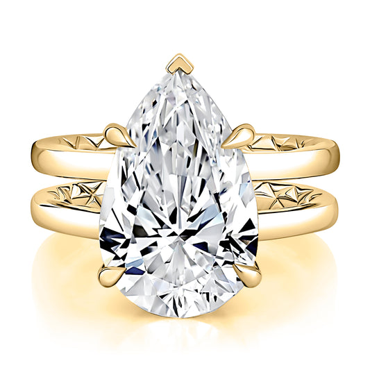A.Jaffe Pear Cut Double Band Engagement Ring with Diamond Gallery - Color Options