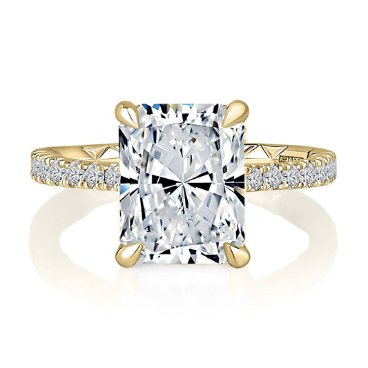 Radiant cut Engagement Ring with Hidden Halo