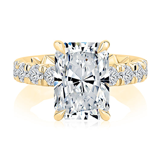 A. Jaffe Bold Diamond Band Engagement Ring - Radiant Cut Center - Size & Color Options
