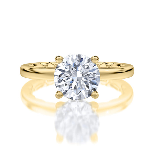 Classic 2mm Plain Band Engagement Ring - 2.12ct Lab-Created Round Diamond