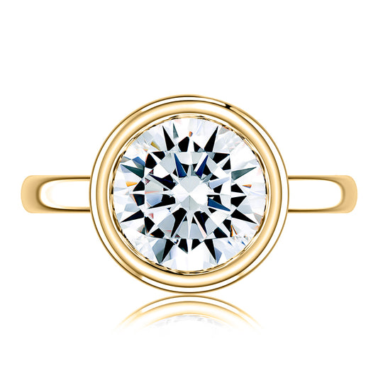 Modern Round Cut Bezel Setting - Gold Options