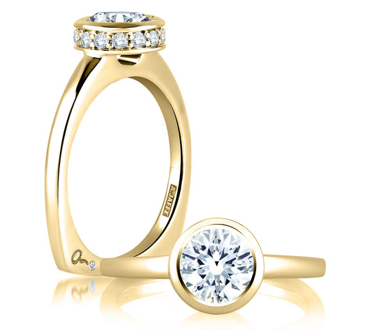 Round Bezel Set Solitaire with Diamond Gallery