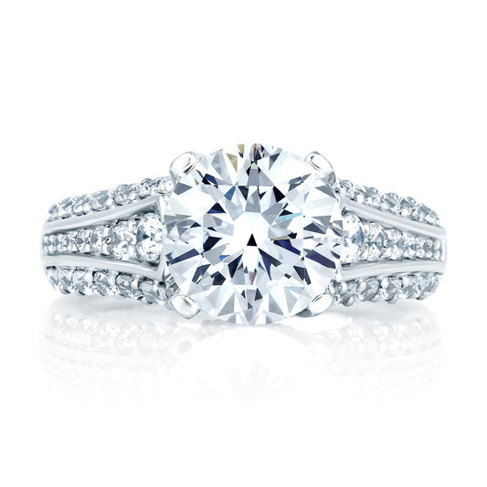 Round 3-Row Diamond Engagement Ring