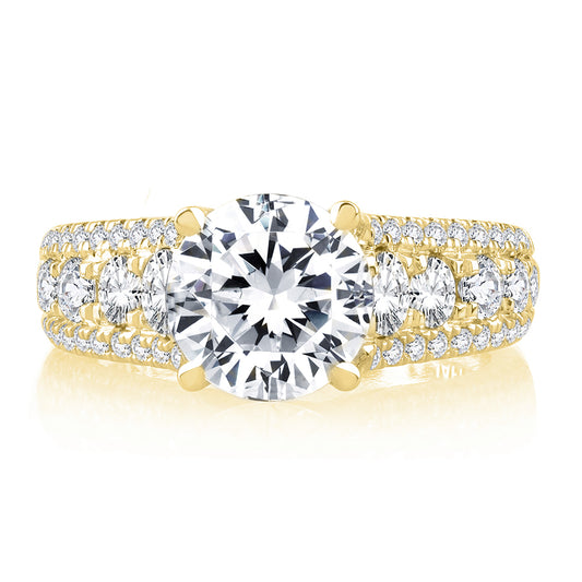 Triple Row Diamond Engagement Ring