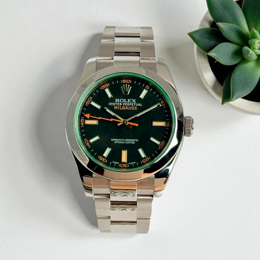Rolex Milgauss 116400GV - 40mm, Black Dial, Green Sapphire Crystal - Box & Card