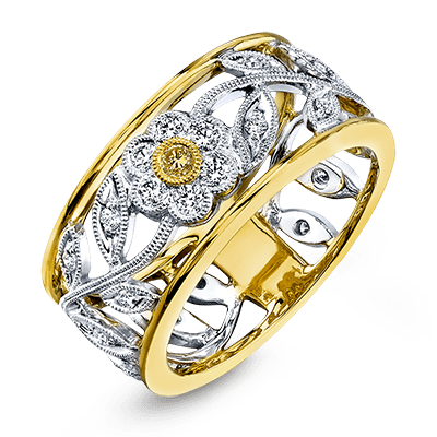 Vintage Floral Diamond Ring in 18k Yellow & White Gold