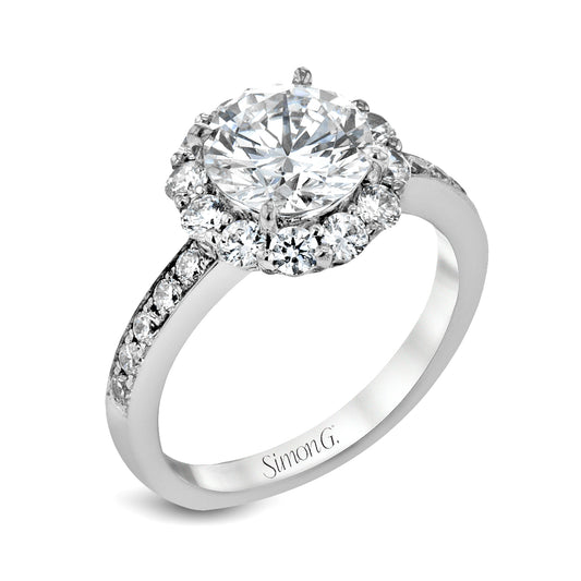 Simon G 18k White Gold Engagement Ring with 2.07ct Round Lab Diamond