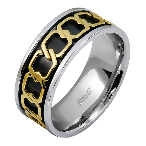 Men’s Interwoven Chain Pattern Ring – Black Matte Base - 8.70mm