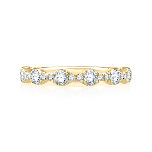 Scalloped Alternating Diamond Stacker Band
