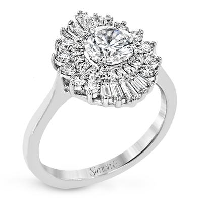 Vintage Round Cut Engagement Ring with Baguettes - Gold Options