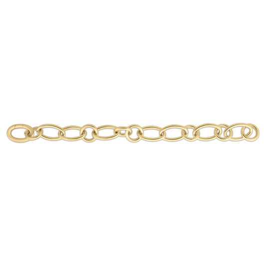 18K YELLOW DESIGNER GOLD ALTERNATING ROUND AND OVAL LINK LONG BRACELET - 8"