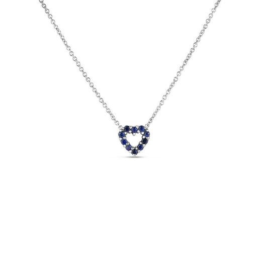 TINY TREASURES DIAMOND & BLUE SAPPHIRE REVERSIBLE HEART NECKLACE