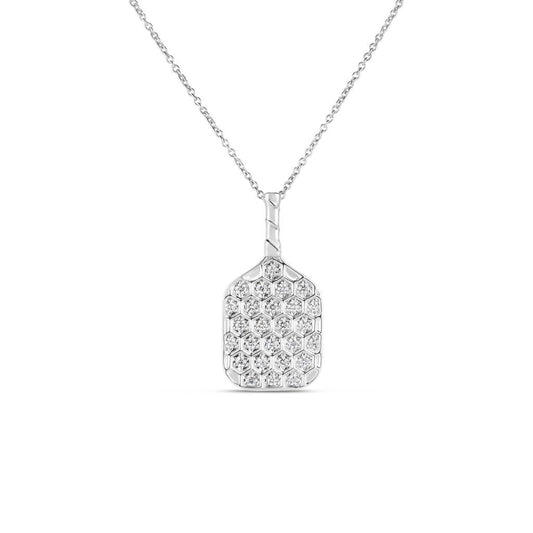 18K WHITE GOLD TINY TREASURES DIAMOND PICKLEBALL RACKET NECKLACE