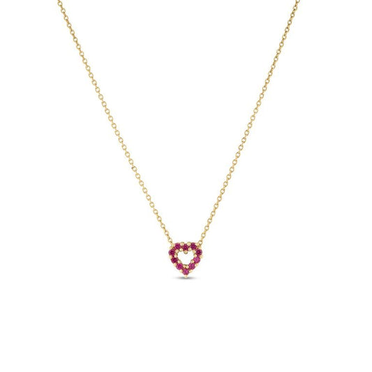TINY TREASURES DIAMOND AND RUBY REVERSIBLE HEART NECKLACE