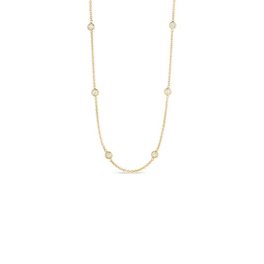 18K YELLOW GOLD DIAMOND STATIONED NECKLACE