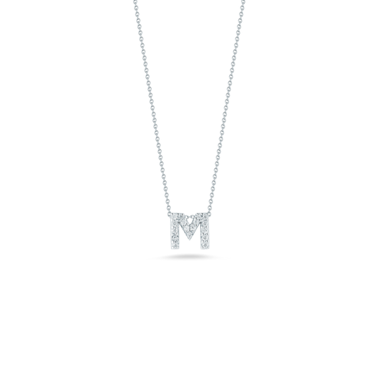 TINY TREASURES DIAMOND LOVE LETTER "M" NECKLACE