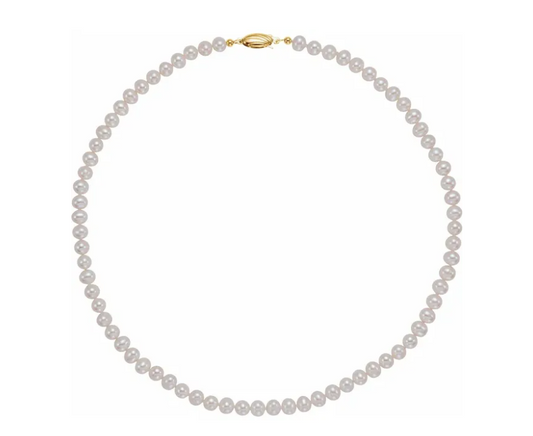 Cultured White Freshwater Pearl Strand Necklace - 18" - 6.00mm