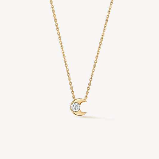 Charmed Half Moon Pendant Necklace - Yellow Gold