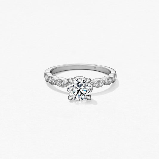 Lorelei Floral Engagement Ring with Diamond Band - Platinum