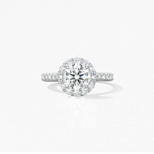 Vela Halo Ring with Diamond Band - Platinum