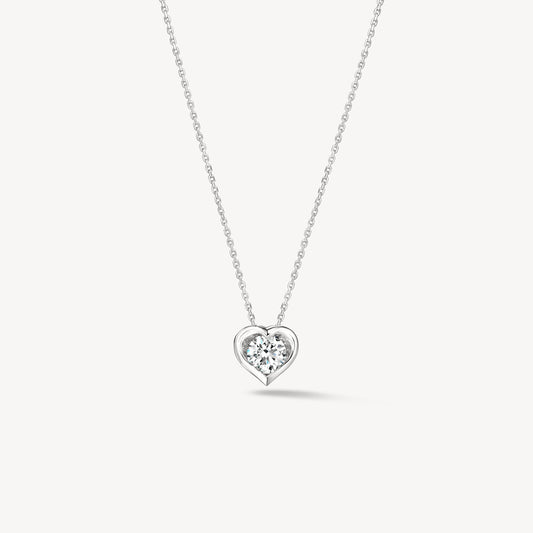 Whimsical Heart Single Diamond Pendant Necklace - Color Options