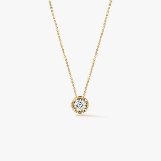 Whimsical Circle Single Diamond Pendant Necklace - Color Options