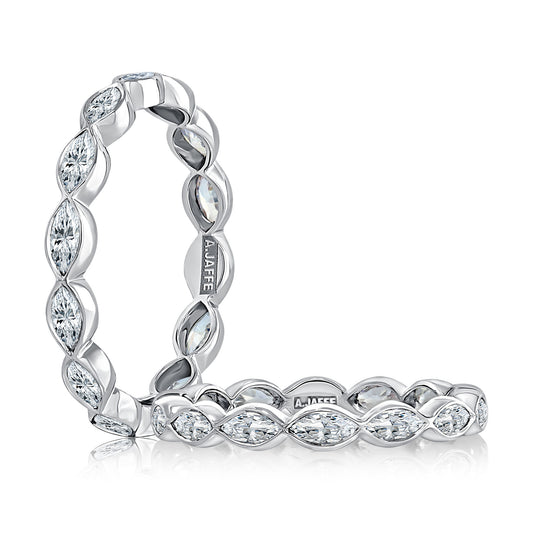Marquise Bezel Set Diamond Eternity Stacker Ring - Gold Options