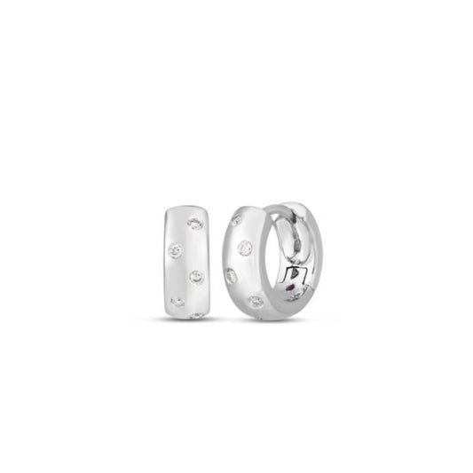 18K WHITE GOLD DIAMOND WRAP EARRINGS - 14MM