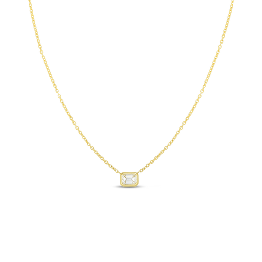 18K GOLD DIAMONDS BY THE INCH EMERALD CUT NECKLACE - COLOR OPTIONS