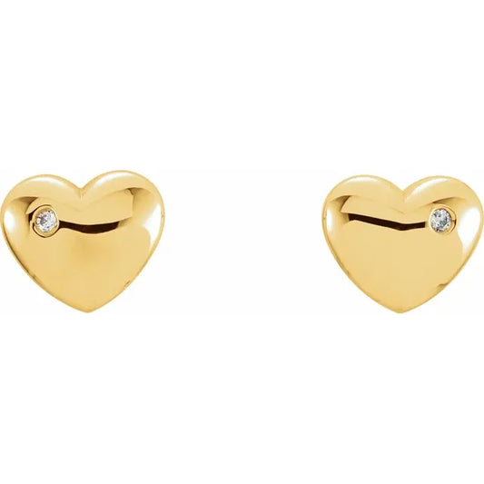 Diamond Puffed Heart Earrings - Gold Options
