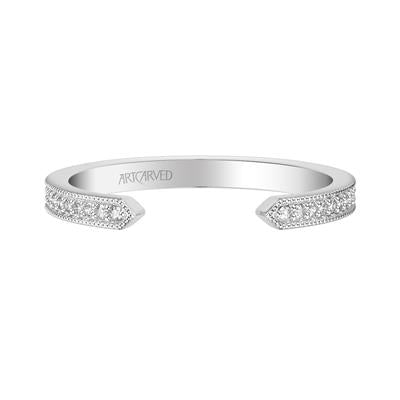 14K Vintage Open Diamond Wedding Band with Milgrain Edging - Color Options