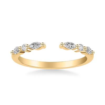 Alternating Marquise & Round Diamond Open Ring - Color Options