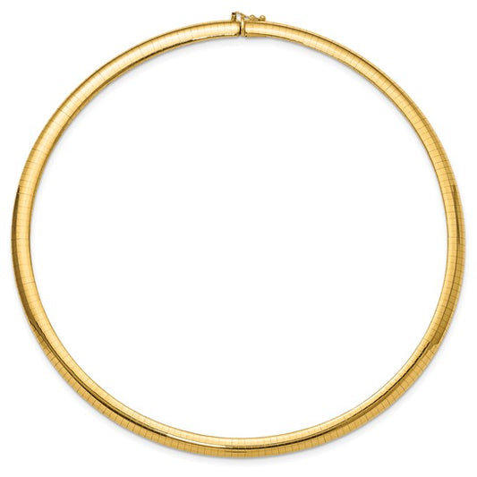 14K Yellow Gold 6mm Domed Omega Necklace -18" - Estate Collection