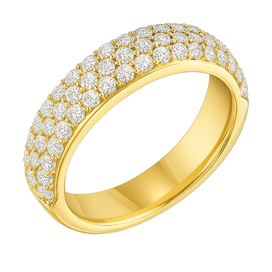 Low Profile Three-Row Diamond Pavé Band - Color Options