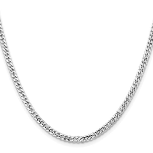 3.30mm Solid Cuban Link Necklace - White Gold - 24"