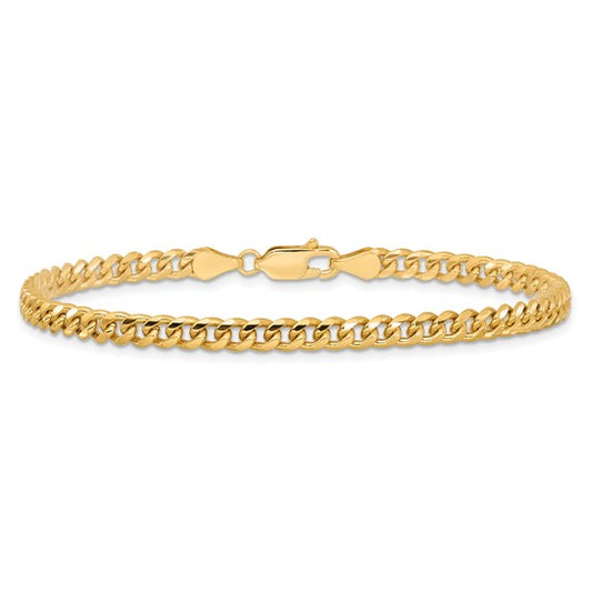 4.25mm Solid Cuban Link Bracelet - Yellow Gold - 8"