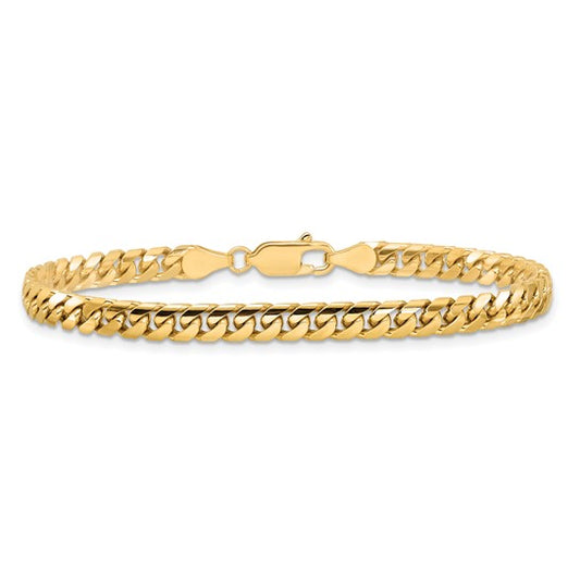 4.75mm Solid Cuban Link Bracelet - Yellow Gold - 8"
