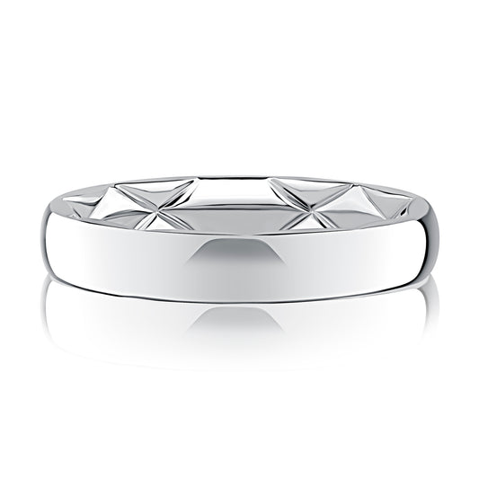 A.Jaffe Classic High Polish Low Dome Quilted Fit Band - 4mm