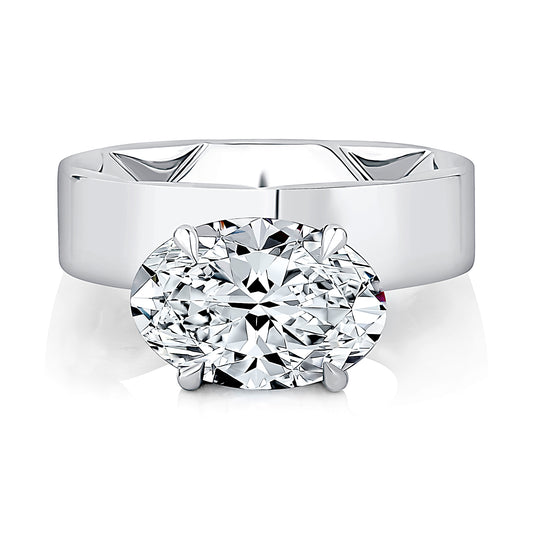 Modern Cigar Band Engagement Ring - East/West Oval