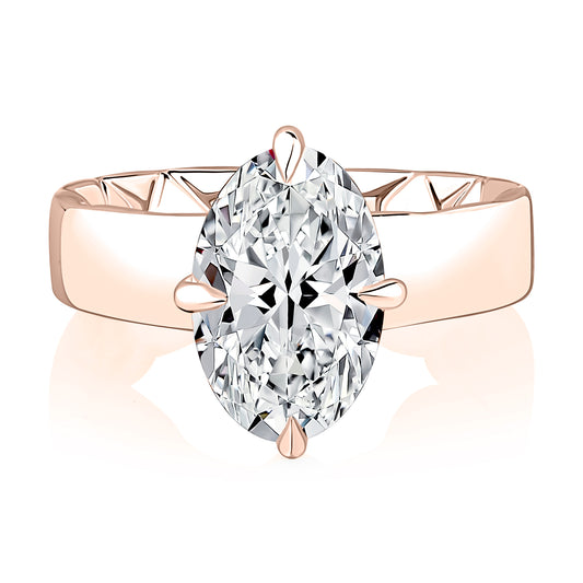 Bold Band Hidden Halo Oval Engagement Ring