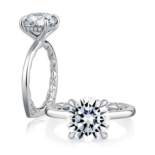 Classic Round Solitaire Engagement Ring with Signature Square European Shank