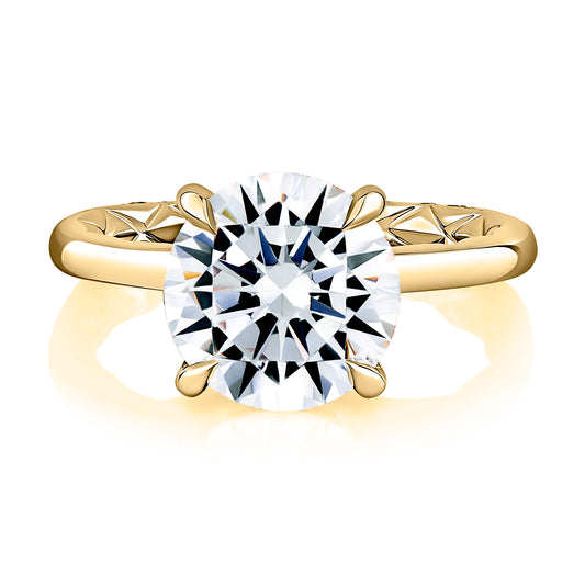 Classic Round Solitaire Engagement Ring with Signature Square European Shank