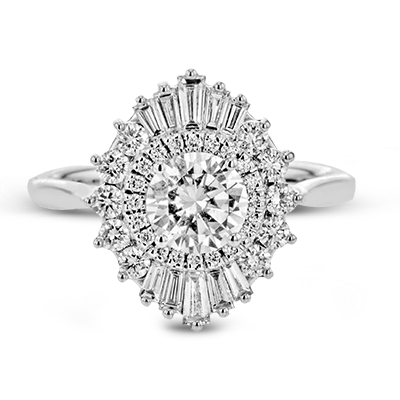 Vintage Round Cut Engagement Ring with Baguettes - Gold Options