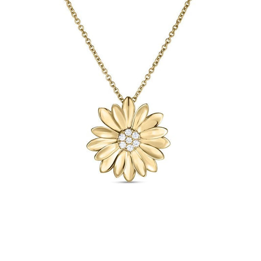 18K YELLOW GOLD MARGHERITA DIAMOND FLOWER NECKLACE