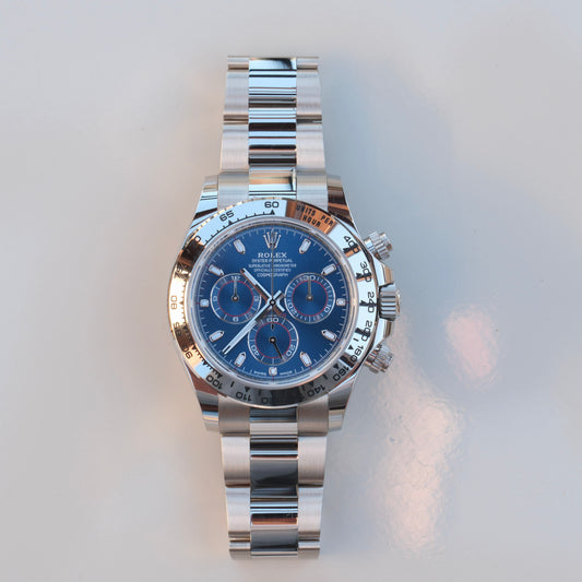 Rolex Cosmograph Daytona #116509 – 18k White Gold with Bright Blue Dial (Unworn)